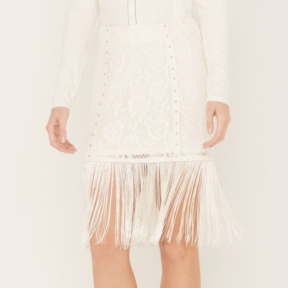 Ivory Fringe Skirt